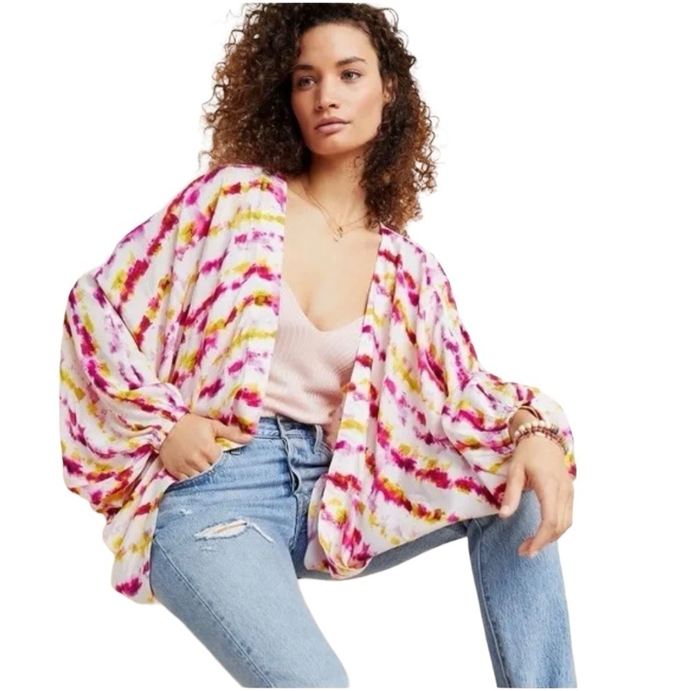 Anthropologie Cocoon Kimono Colorful Tie Dye Swim Beach Cover up One‎ Size